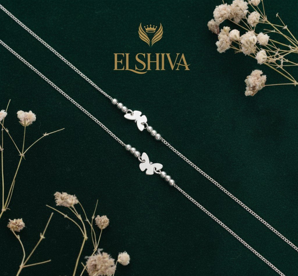 Silver Delicate Butterfly Charm Anklet