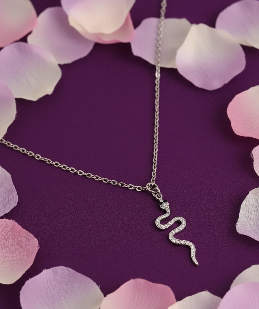 Elegant Silver Snake Pendant Necklace