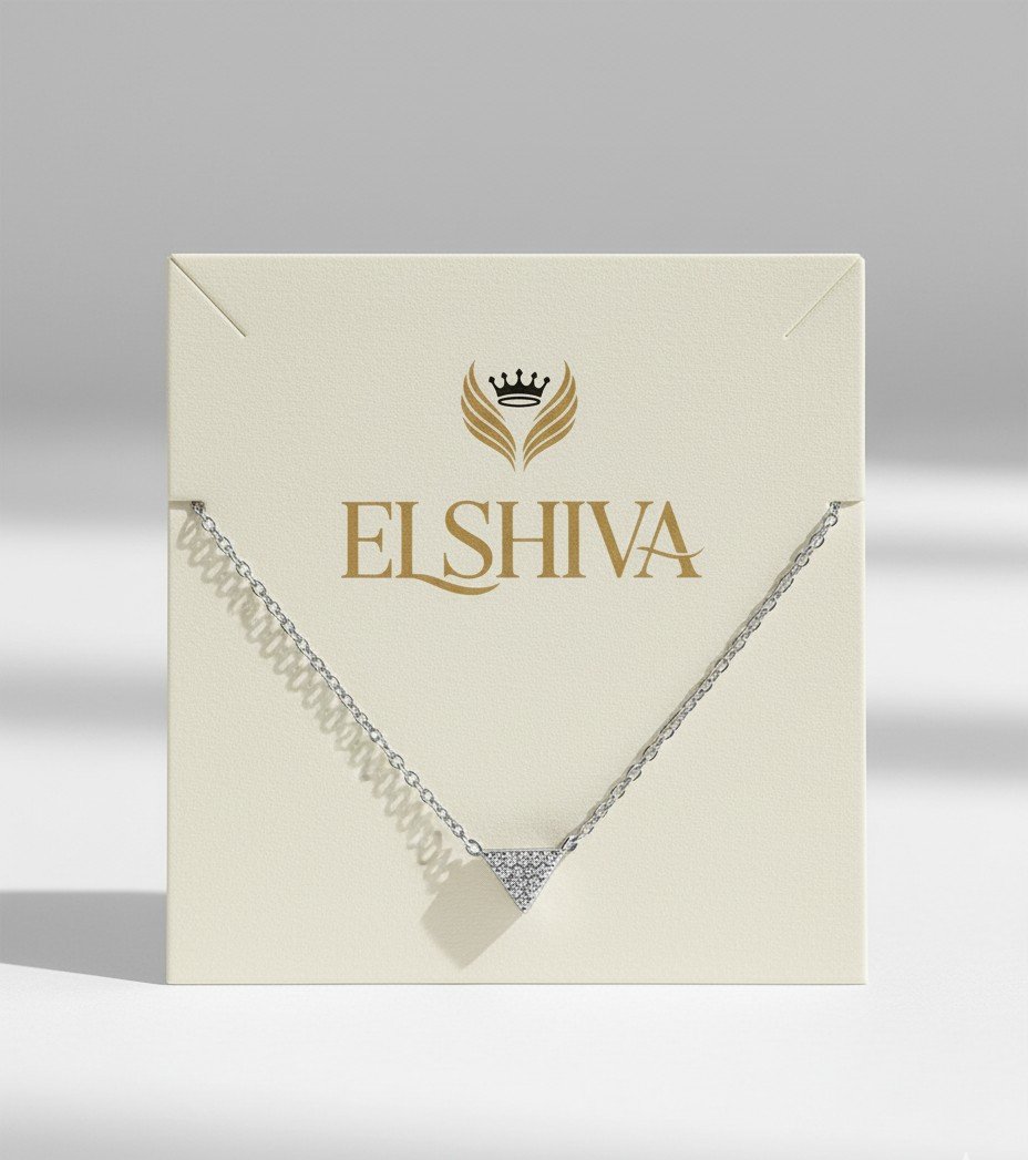 Sparkling Geometric Triangle Necklace with Cubic Zirconia Stones 