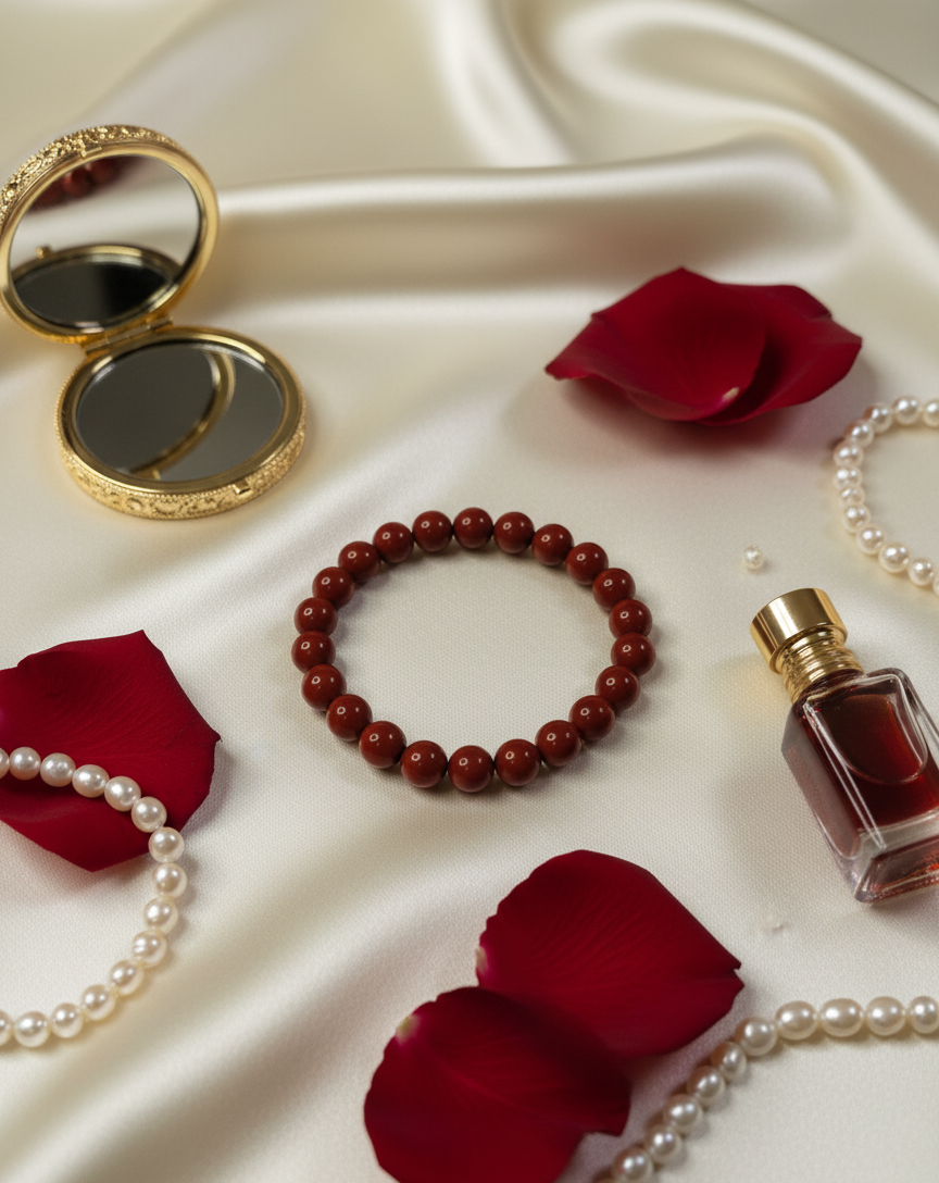 Natural Red Jasper Bracelet – Grounding & Protective Crystal Jewelry – Healing Energy Bracelet – Unisex Gemstone Gift