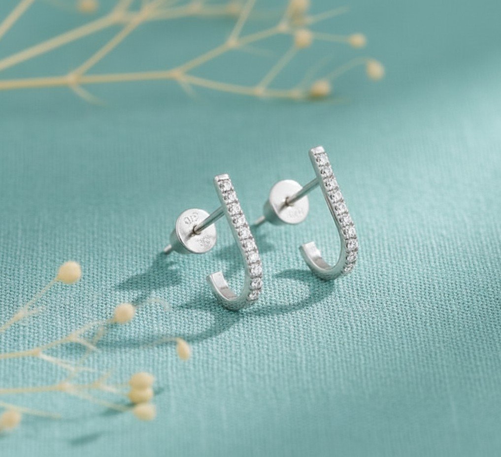 Dazzling J Diamond Hoop Earrings - The Elshiva Sparkle Hoops