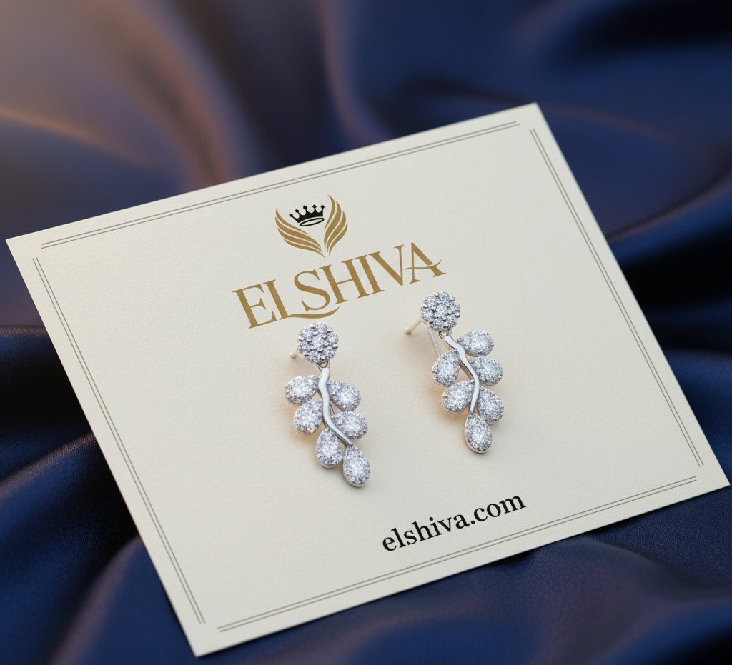 🌿 Enchanting Leaf Zircon Drop Earrings 🌿