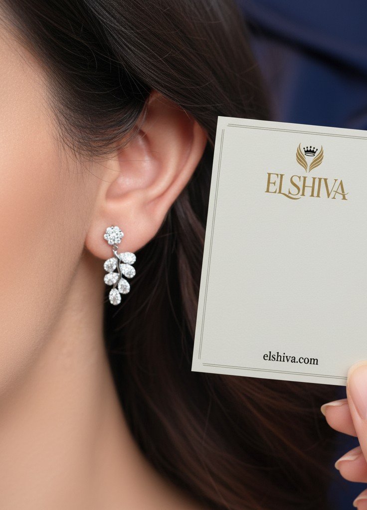 🌿 Enchanting Leaf Zircon Drop Earrings 🌿