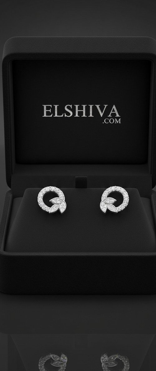 🌿 Sparkling Silver 'Leaf Loop' Stud Earrings 🌿