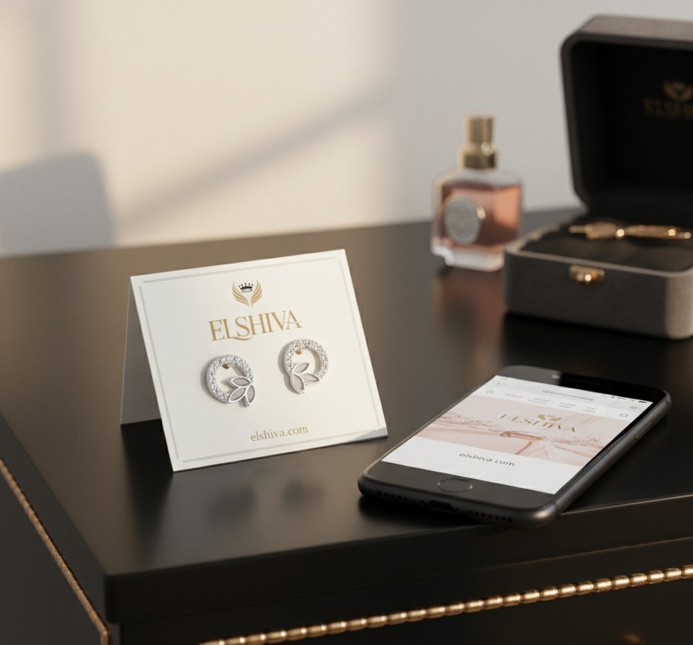 🌿 Sparkling Silver 'Leaf Loop' Stud Earrings 🌿