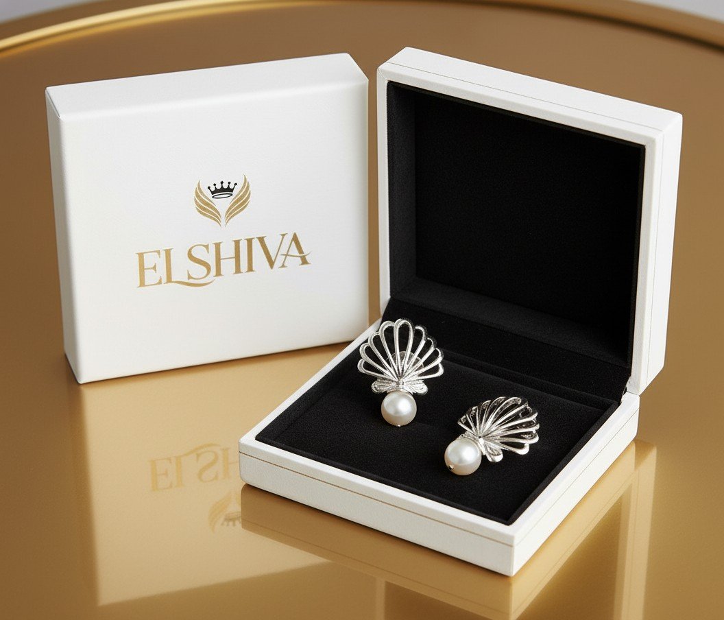 Seaside Serenity Shell & Pearl Earrings by Elshiva.com 