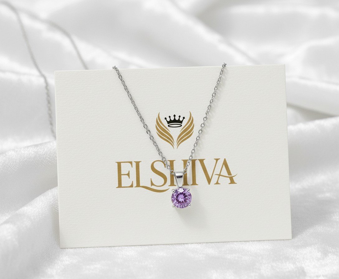 Dazzling Purple Amethyst Sterling Silver Solitaire Necklace