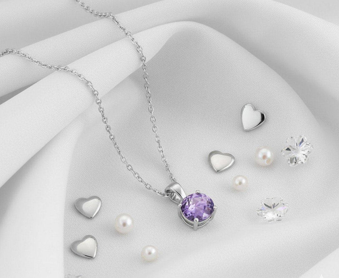 Dazzling Purple Amethyst Sterling Silver Solitaire Necklace