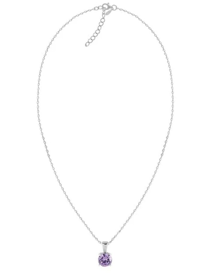 Dazzling Purple Amethyst Sterling Silver Solitaire Necklace