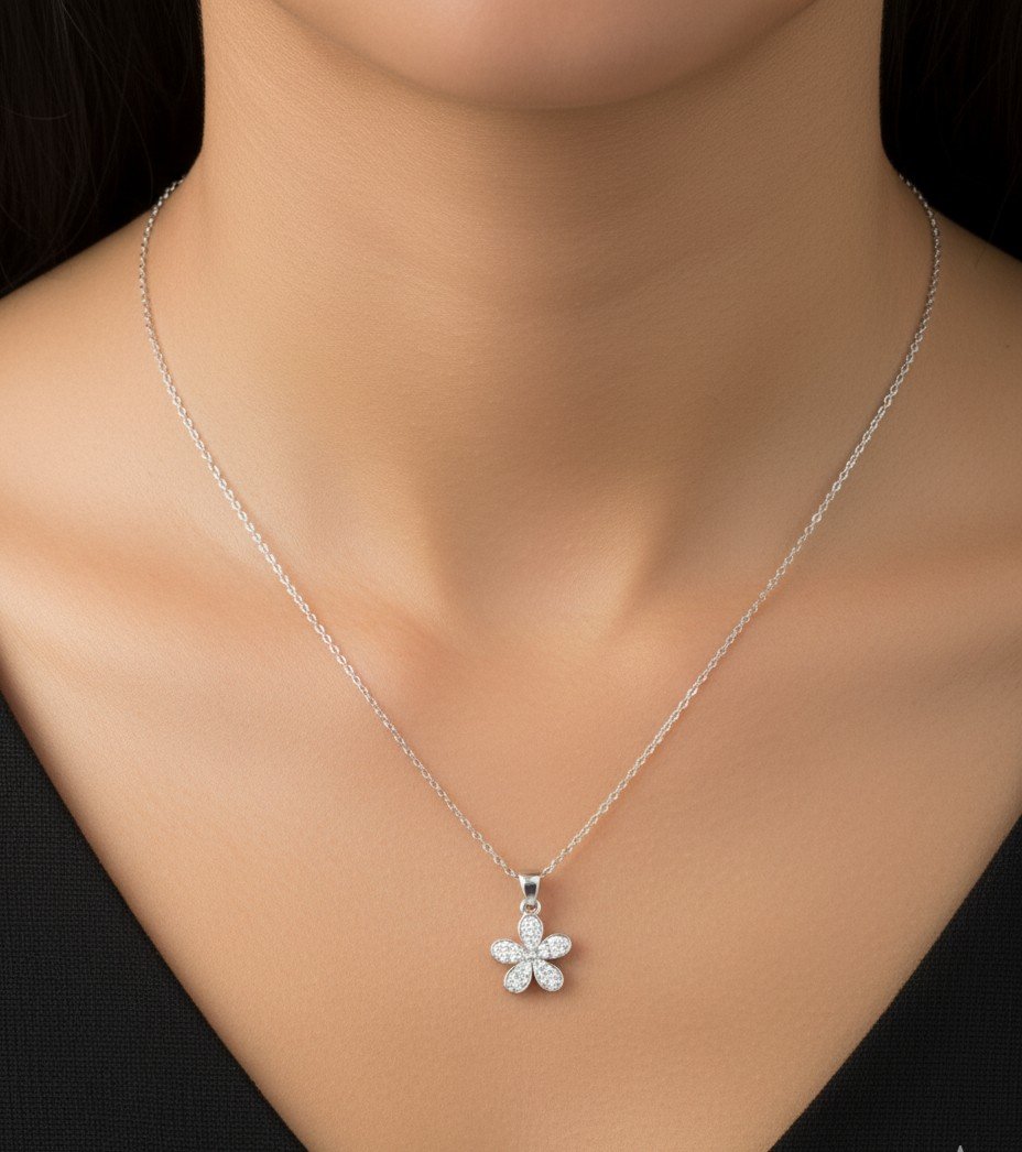 Daisy Charm Necklace | Sparkling CZ Flower Pendant