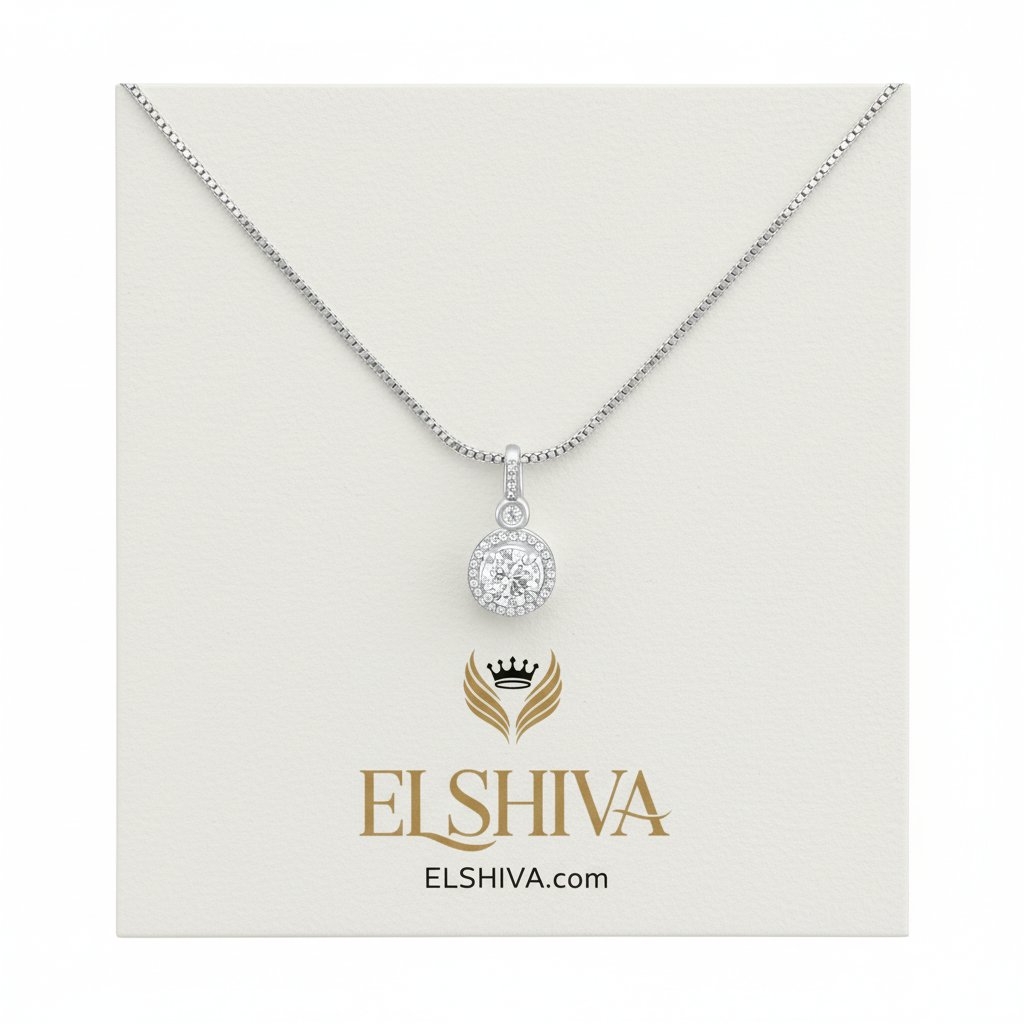 Dazzling Round Cut CZ Halo Solitaire Necklace