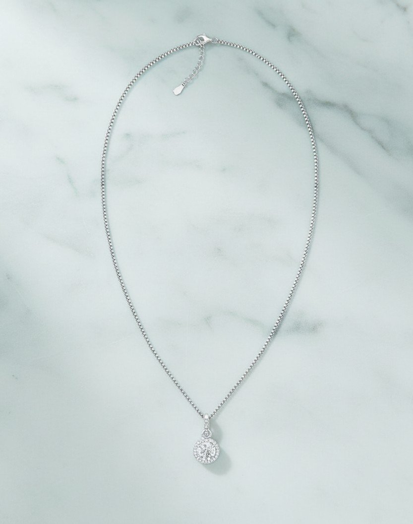Dazzling Round Cut CZ Halo Solitaire Necklace