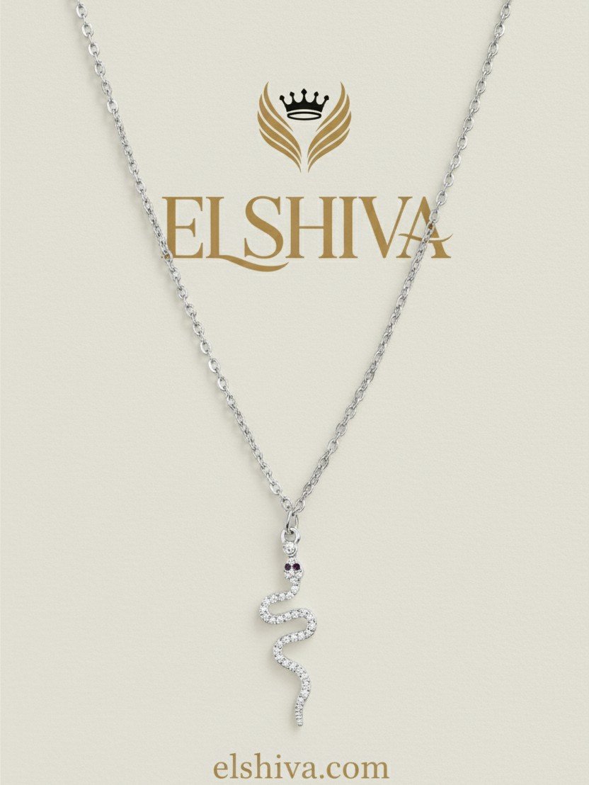 Elegant Silver Snake Pendant Necklace