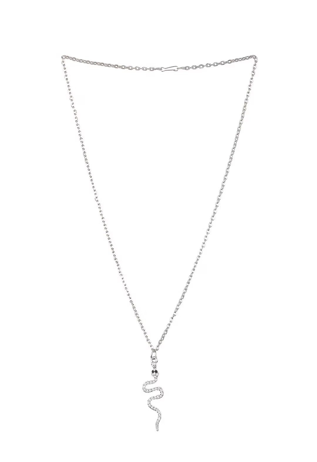 Elegant Silver Snake Pendant Necklace