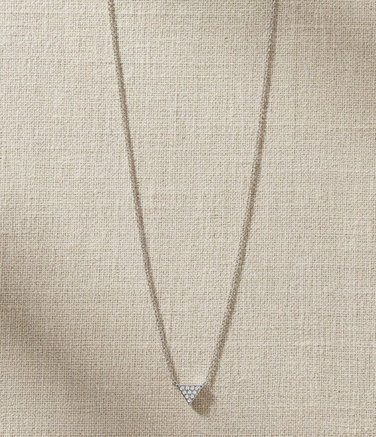 Sparkling Geometric Triangle Necklace with Cubic Zirconia Stones 