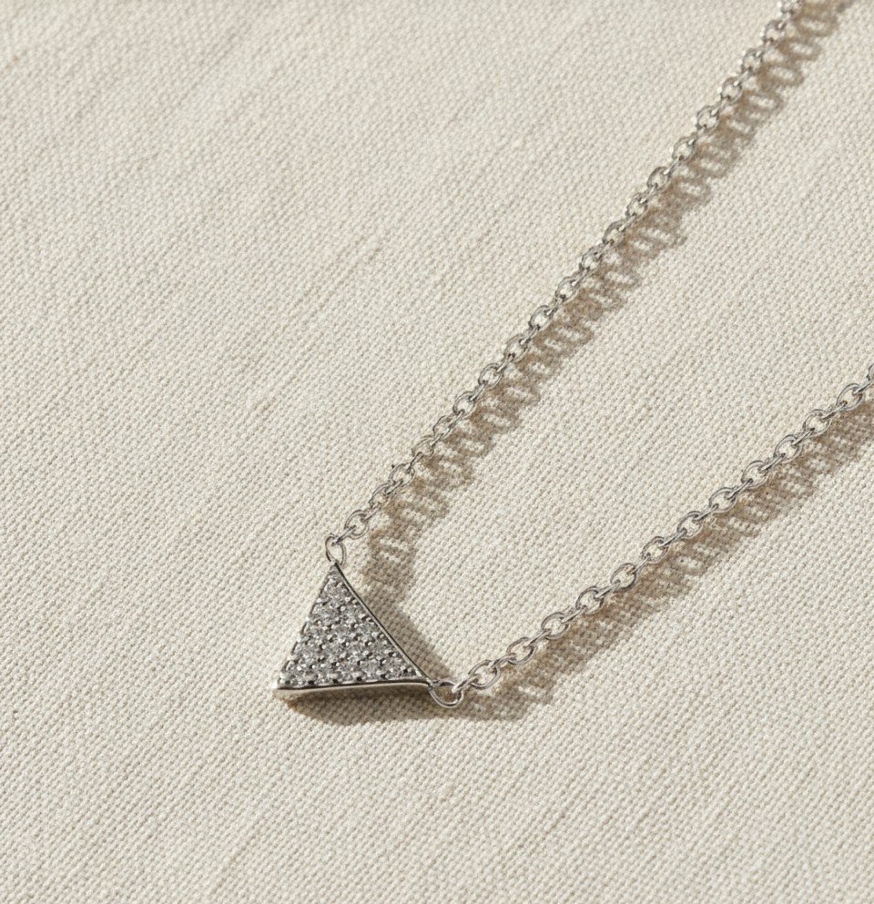 Sparkling Geometric Triangle Necklace with Cubic Zirconia Stones 