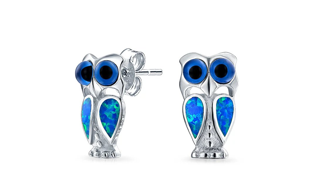 🦉 Majestic Night Owl Opal Earring: A Glimmer of Wisdom ✨