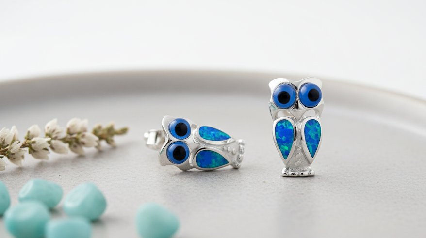 🦉 Majestic Night Owl Opal Earring: A Glimmer of Wisdom ✨