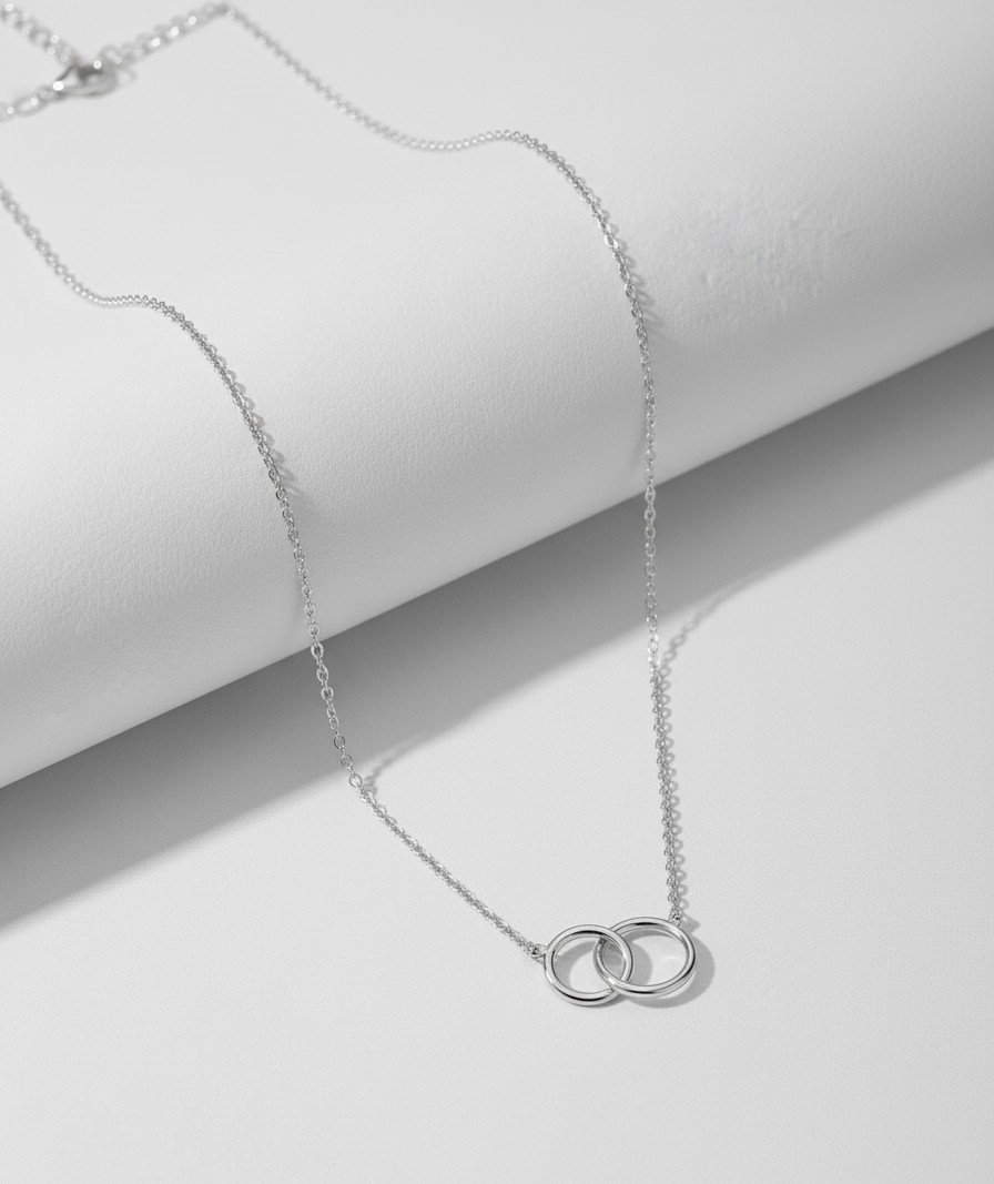Forever Linked Double Circle Necklace 