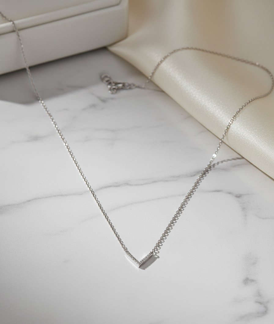 Chevron Pendant Necklace | Sparkly CZ V-Neckline Accent