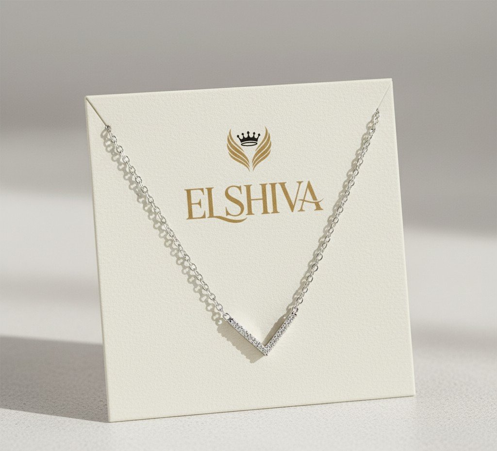 Chevron Pendant Necklace | Sparkly CZ V-Neckline Accent