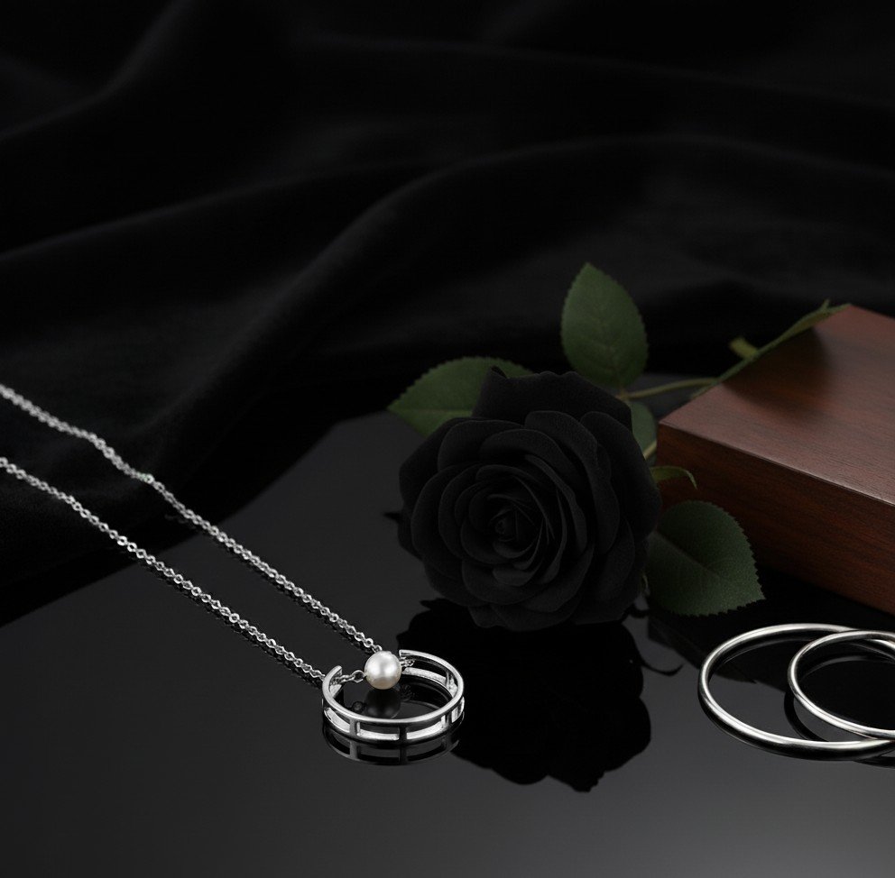 ​"Eternal Bond" Pearl & Silver Pendant Necklace 