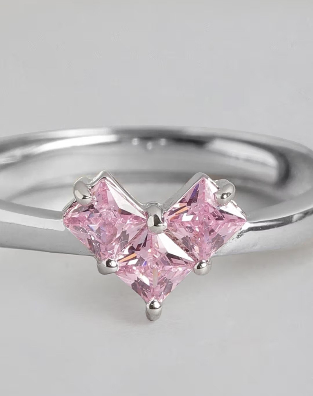 Sweet Pink Heart Sterling Silver Promise Ring