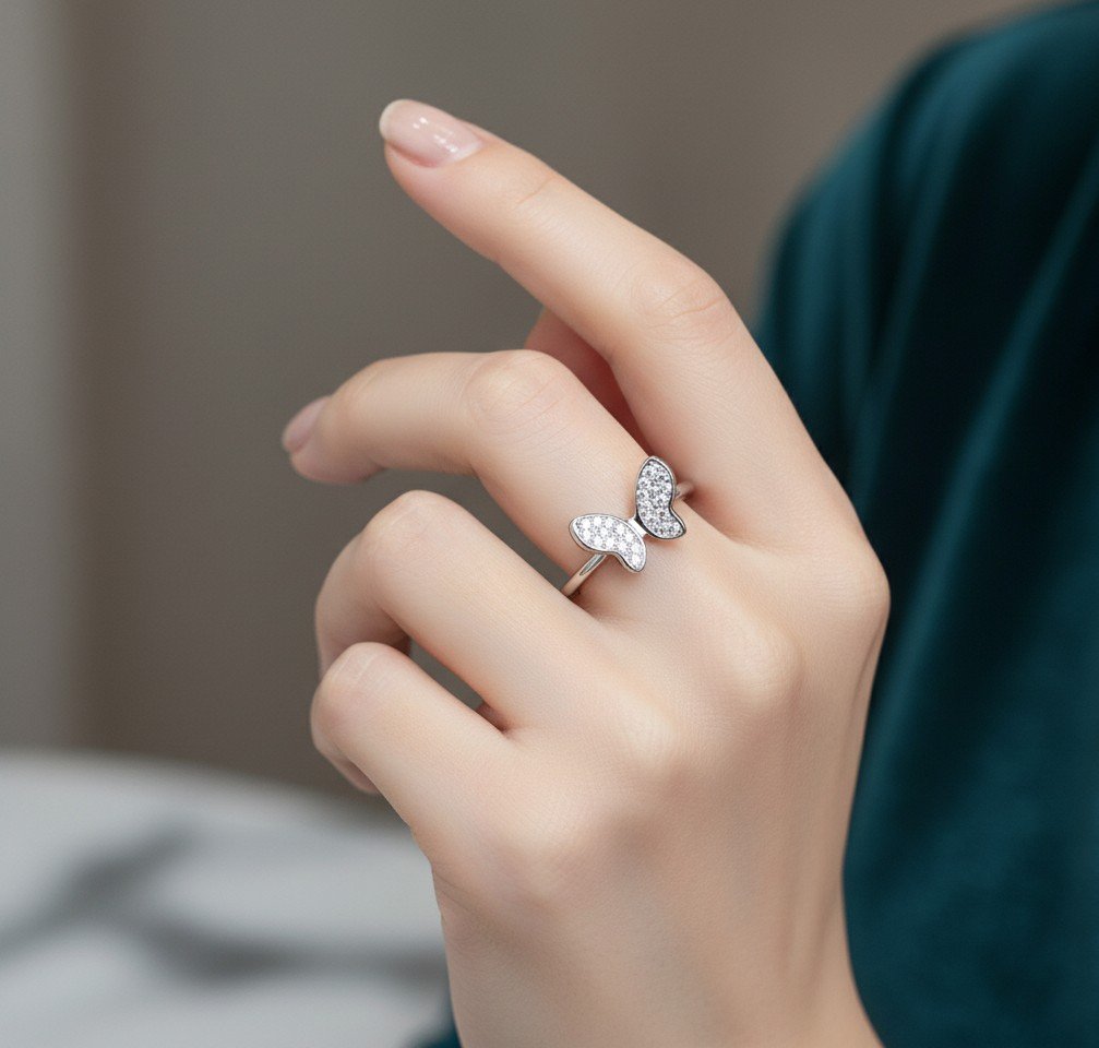Sparkling Pave Butterfly Ring