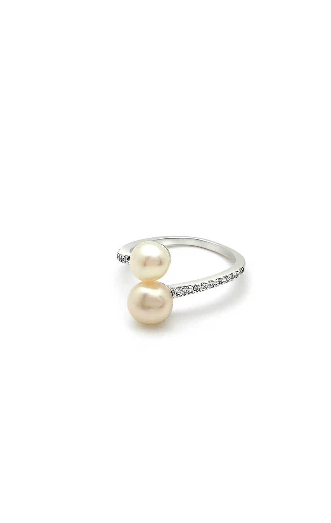 Modern Twist Pearl and Cubic Zirconia Statement Ring