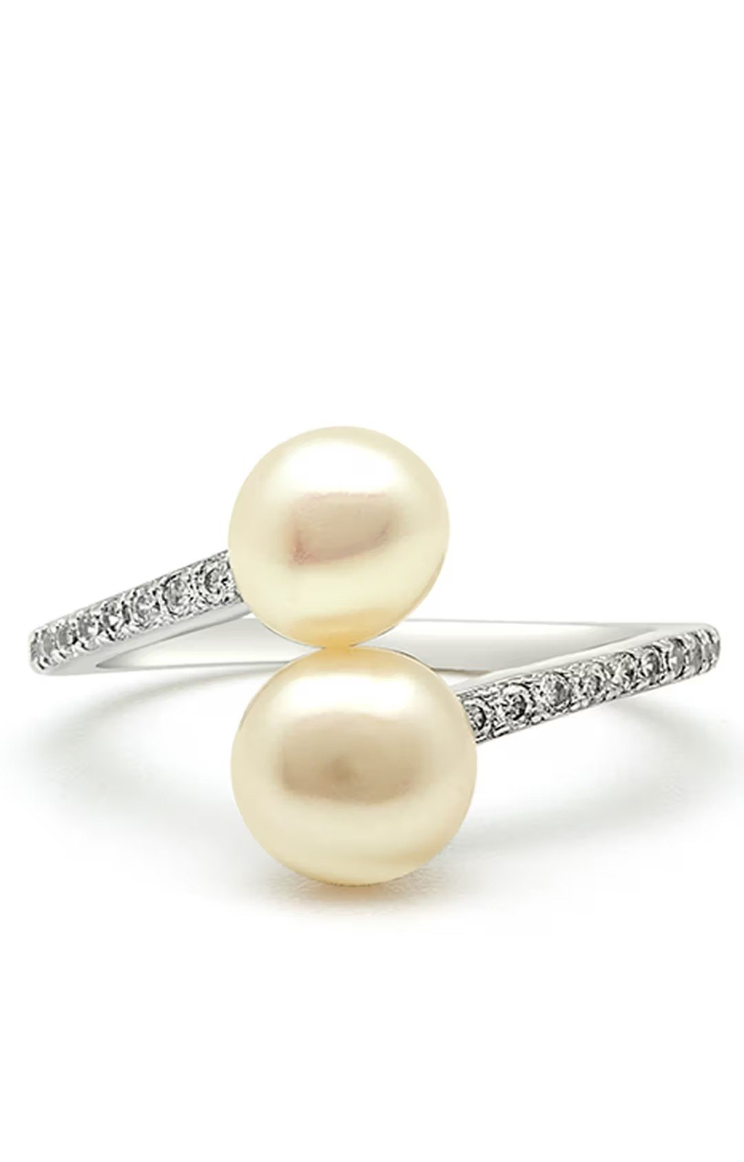 Modern Twist Pearl and Cubic Zirconia Statement Ring