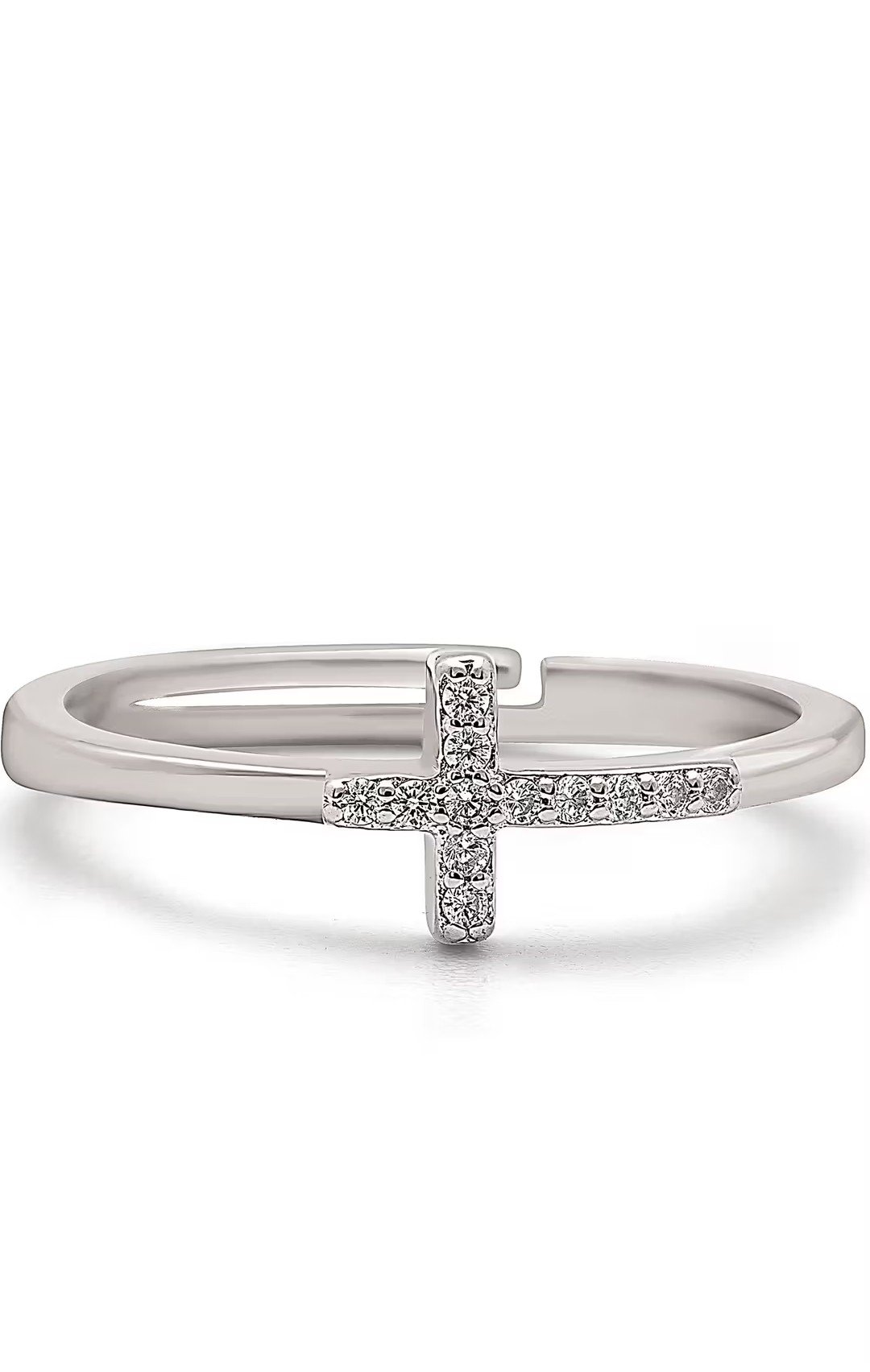 Cross Ring - Sideways Open Band Faith Jewelry