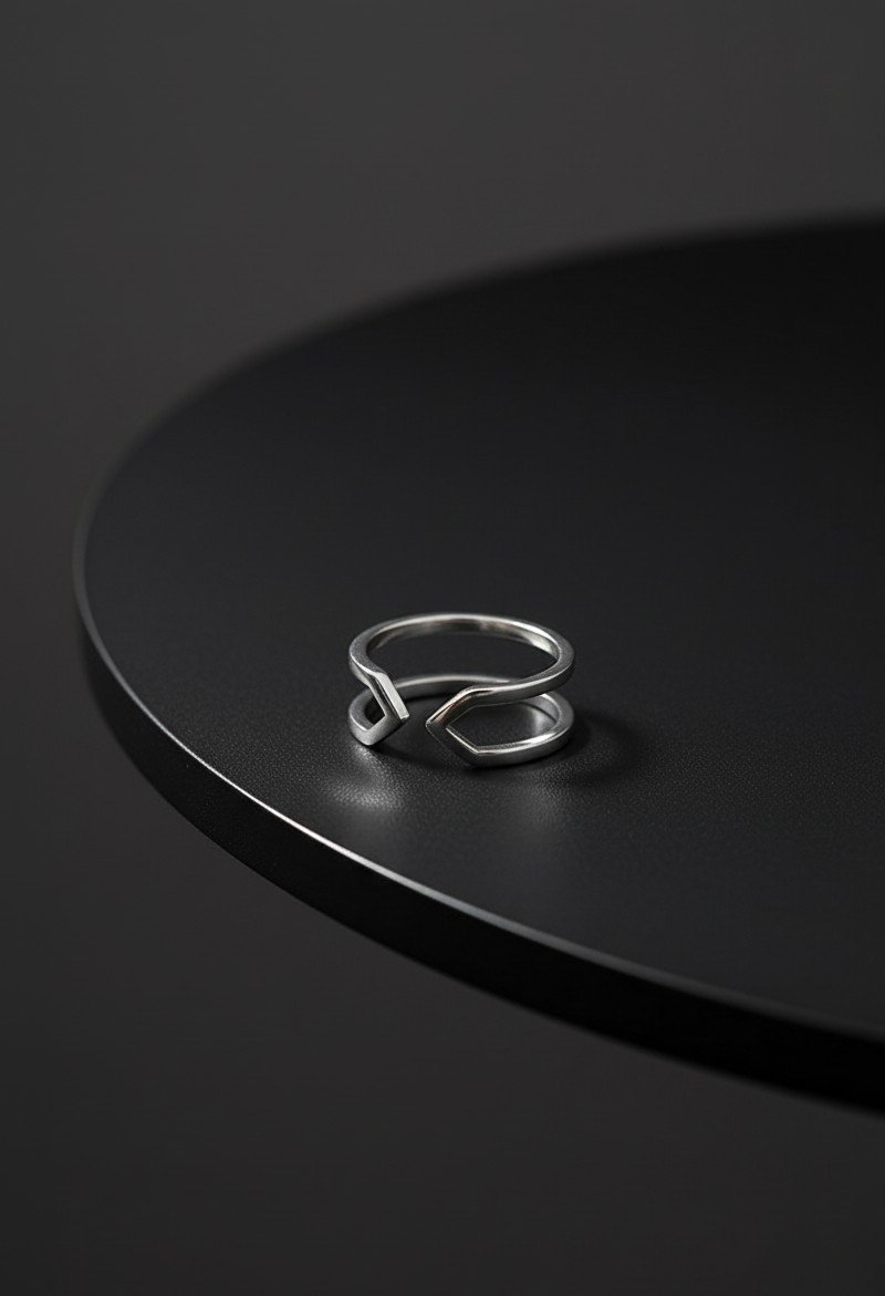 Modern Abstract Sterling Silver Stacking Ring