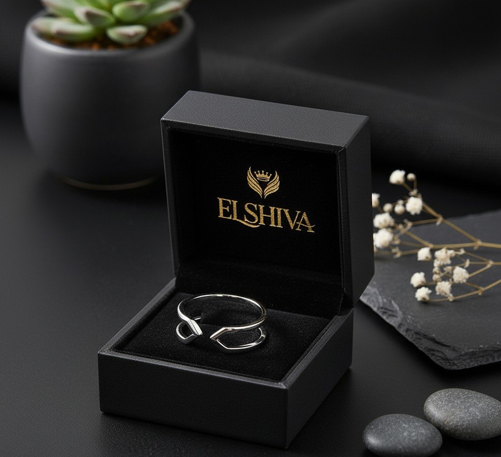 Modern Abstract Sterling Silver Stacking Ring