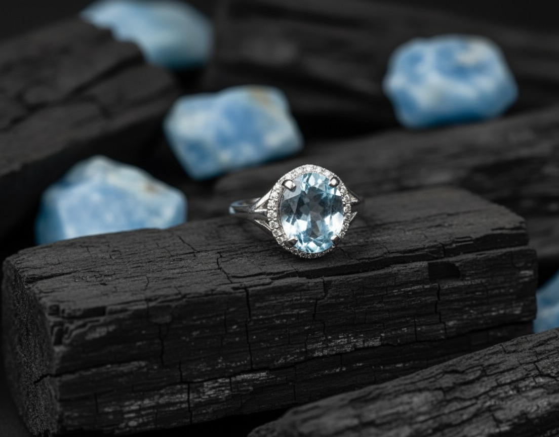 Certified Blue Topaz Silver Ring – 92.5 Sterling Silver | Elegant Handmade Gemstone Jewelry