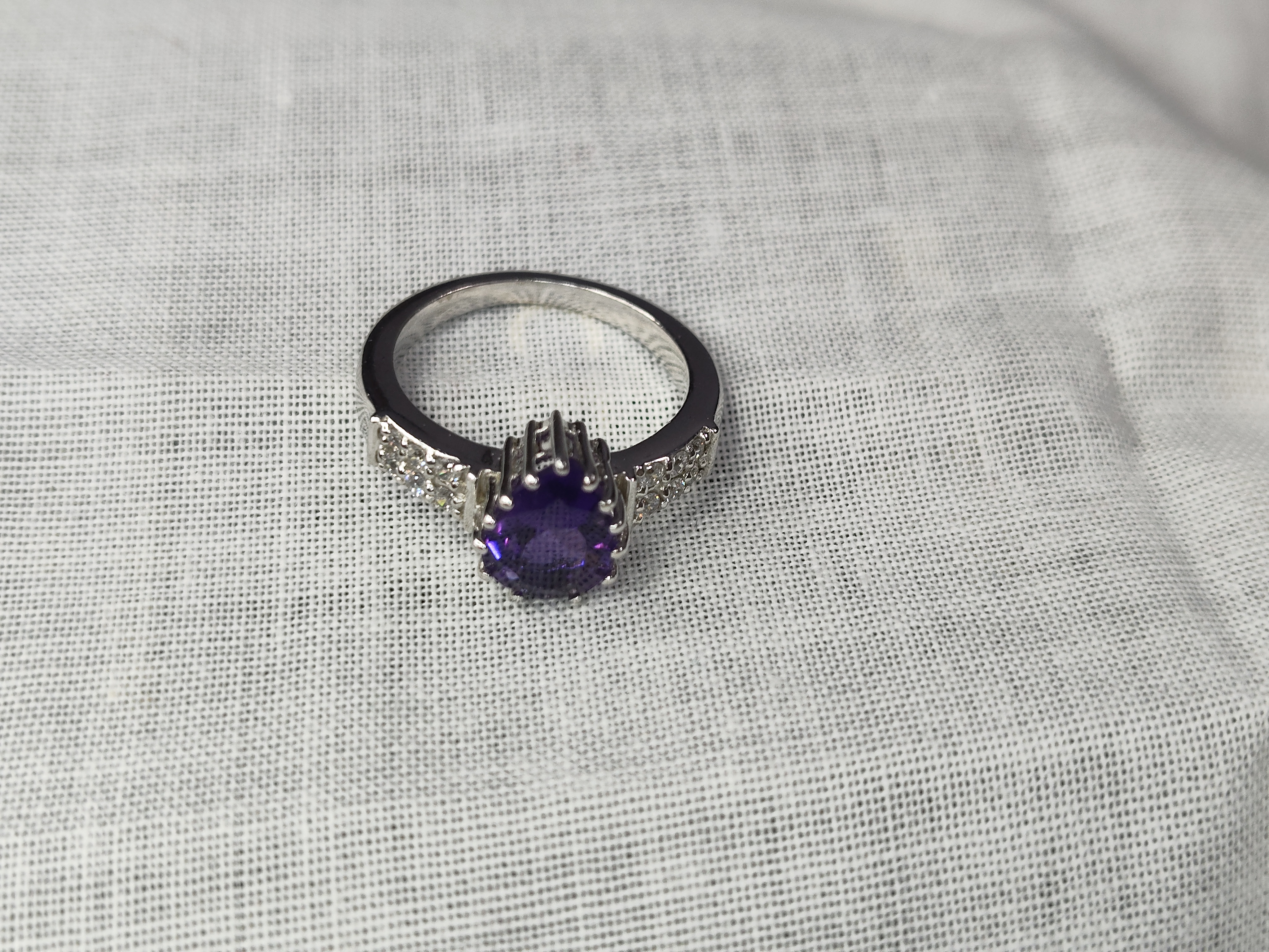 Sterling Silver Amethyst Ring | Cubic Zirconia Accents | Promise Ring