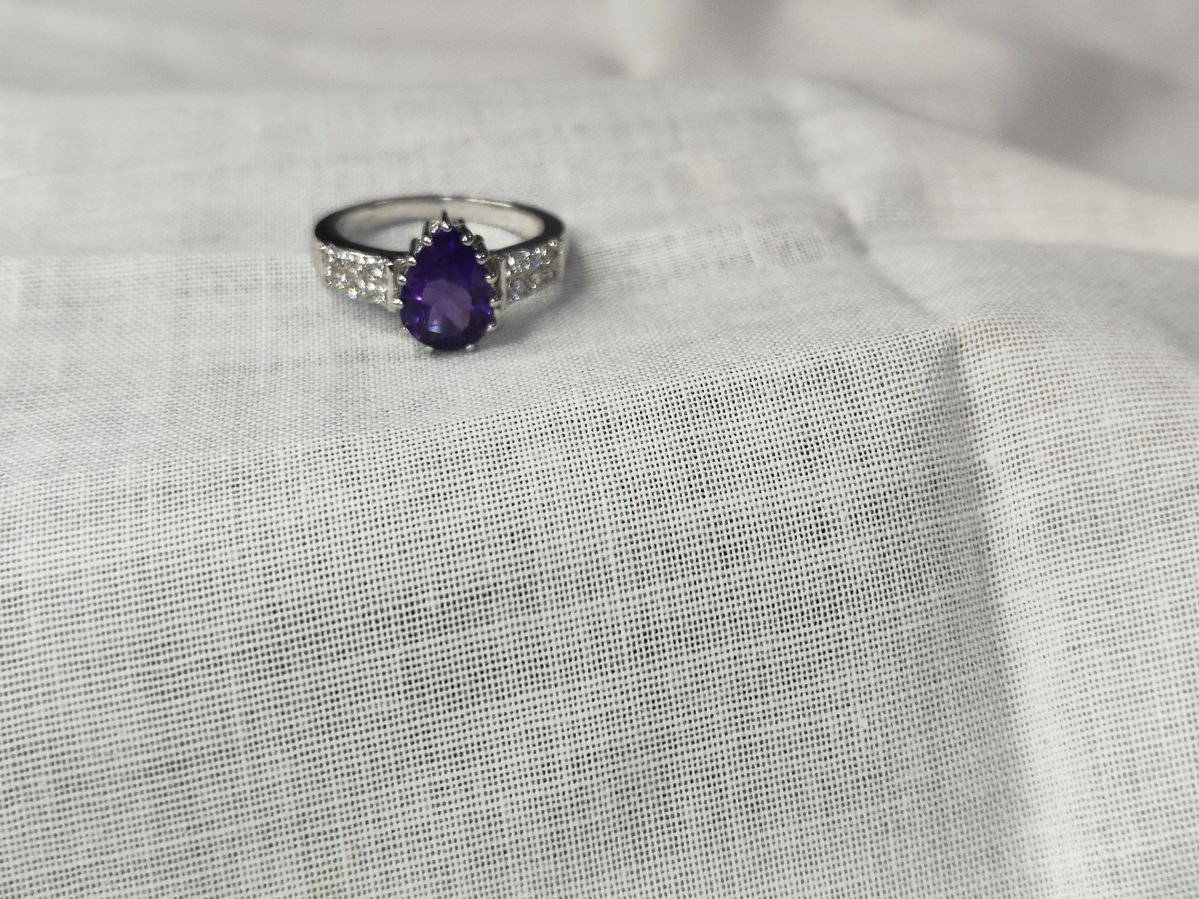 Sterling Silver Amethyst Ring | Cubic Zirconia Accents | Promise Ring