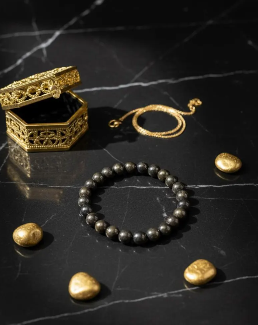 Pyrite Money Magnet Bracelet – Natural Stone of Wealth, Prosperity & Success