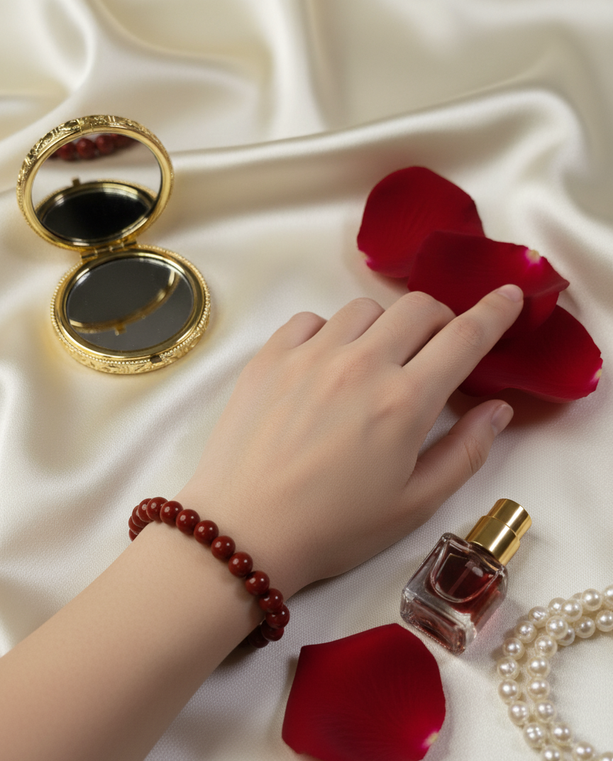 Natural Red Jasper Bracelet – Grounding & Protective Crystal Jewelry – Healing Energy Bracelet – Unisex Gemstone Gift