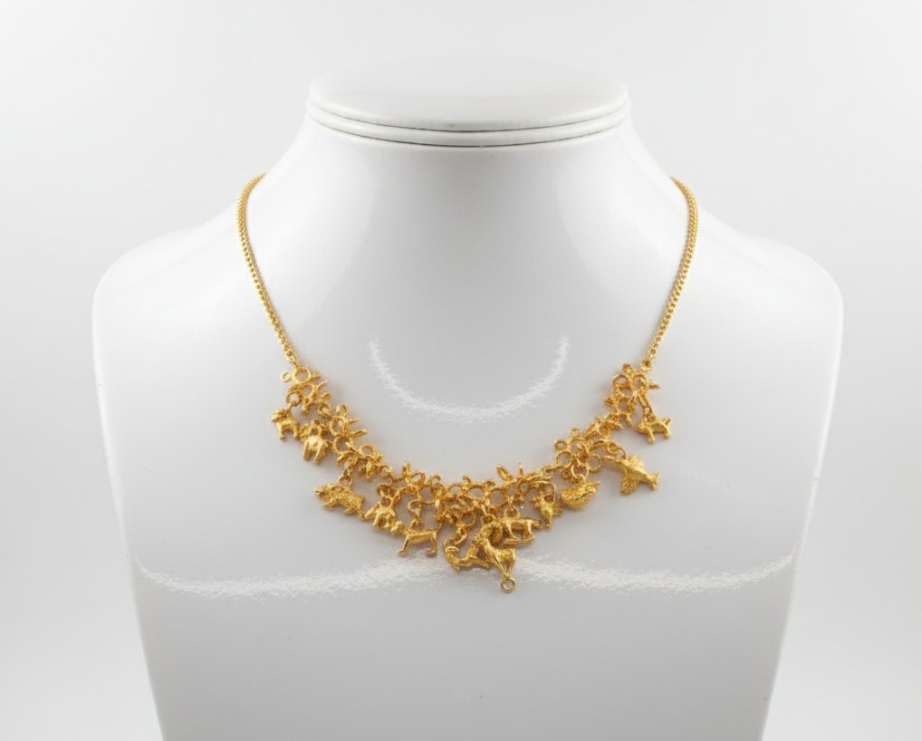 Dazzling Polished Brass Statement Necklace - ELSHIVA Collection