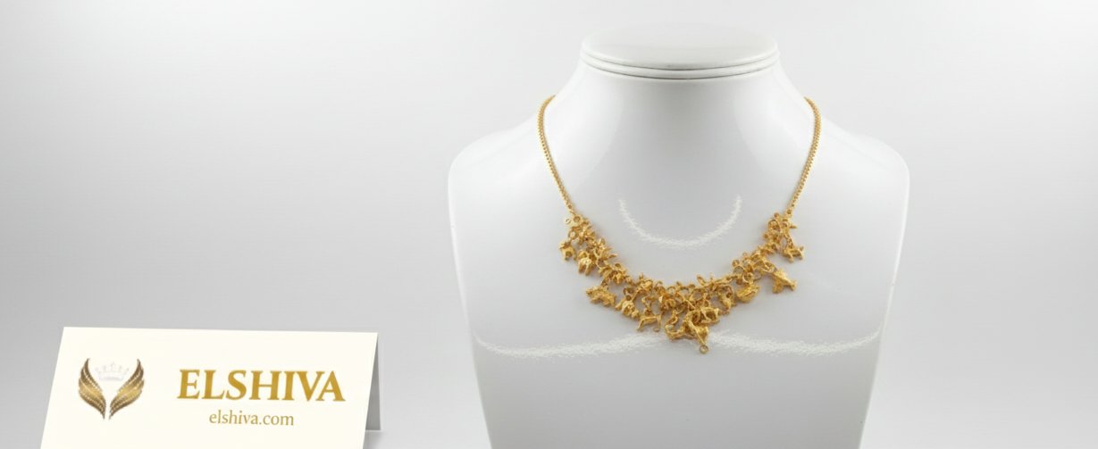 Dazzling Polished Brass Statement Necklace - ELSHIVA Collection