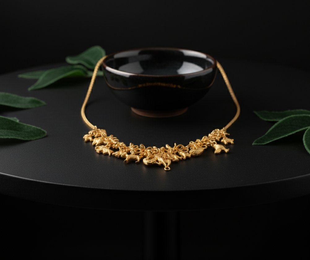 Dazzling Polished Brass Statement Necklace - ELSHIVA Collection