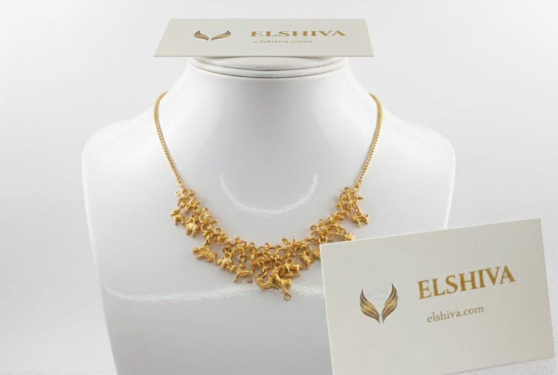 Dazzling Polished Brass Statement Necklace - ELSHIVA Collection