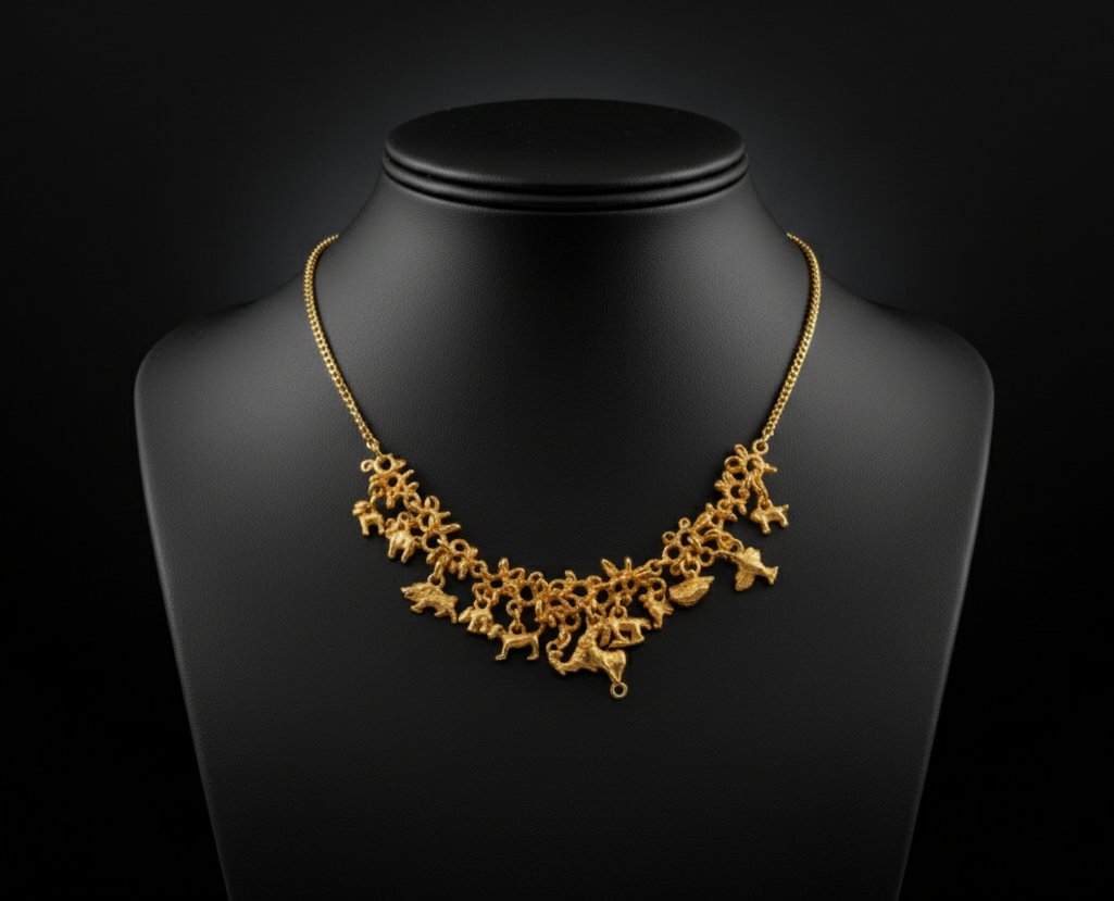 Dazzling Polished Brass Statement Necklace - ELSHIVA Collection
