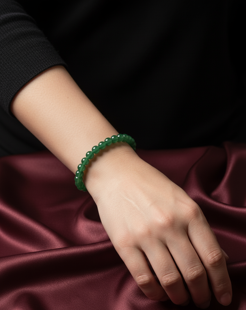 Natural Green Aventurine Beaded Bracelet – Luck, Prosperity & Heart Chakra
