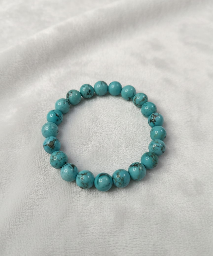 Natural Irani Firoza Bracelet – Genuine Turquoise Stone Beaded Bracelet – Handmade Healing Crystal Jewelry for Men & Women