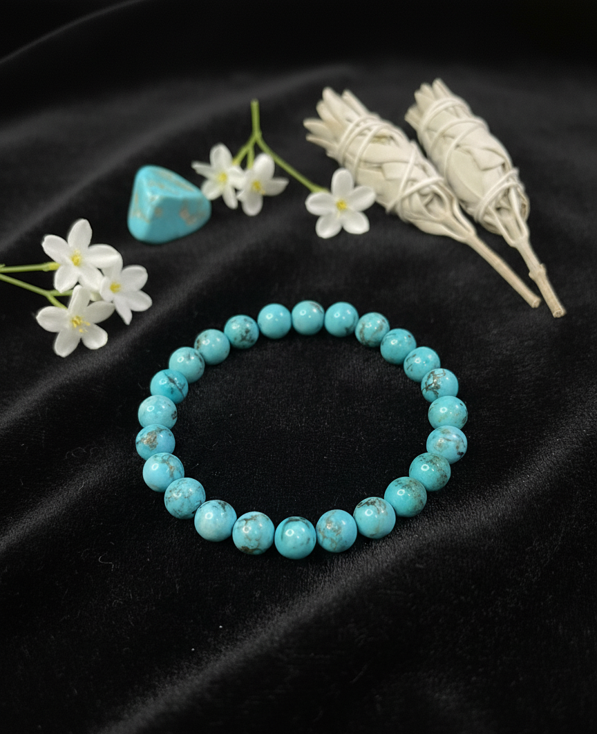 Natural Irani Firoza Bracelet – Genuine Turquoise Stone Beaded Bracelet – Handmade Healing Crystal Jewelry for Men & Women