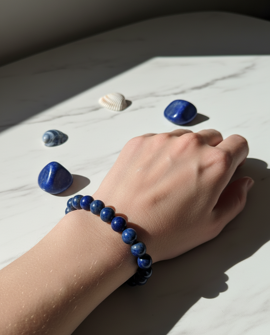 Lapis Lazuli Bracelet – Natural Gemstone for Wisdom & Intuition– Spiritual Protection - Third Eye Activation