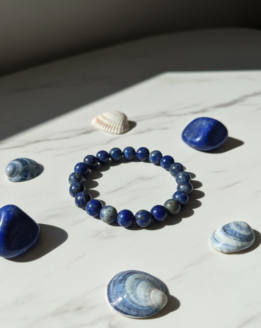 Lapis Lazuli Bracelet – Natural Gemstone for Wisdom & Intuition– Spiritual Protection - Third Eye Activation