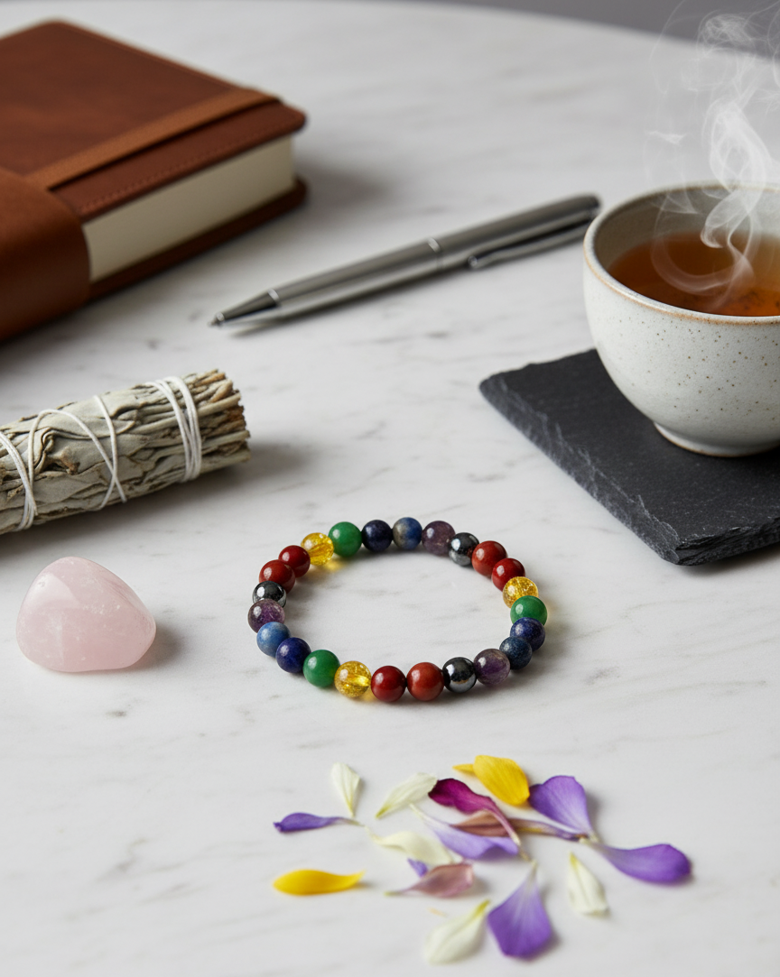 7 Chakra Healing Bracelet: Natural Stone Energy Balancing