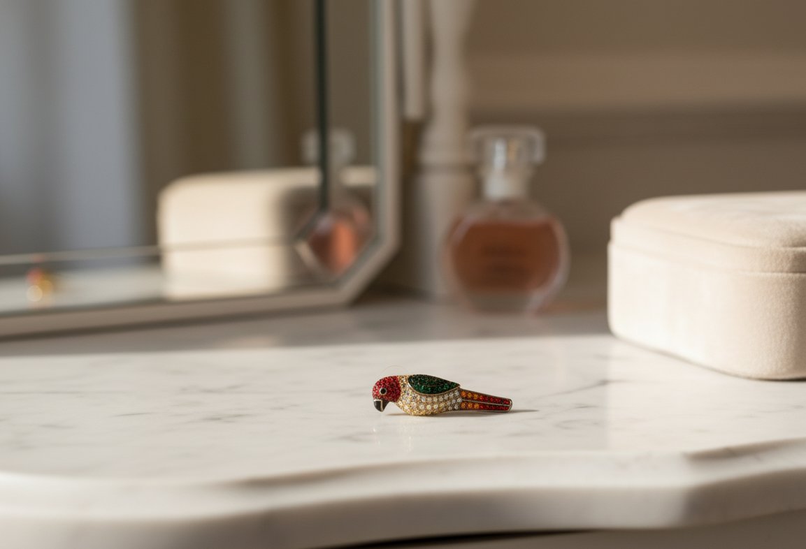 🦜 Elshiva Jewel Parrot Stud Earrings – Vibrant Brass & Cubic Zirconia 🦜